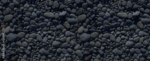 Canvas Print Black pebbles background texture. Banner wallpaper