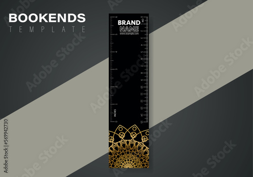 Luxury ornamental mandala bookmark design with golden arabesque pattern Arabic Islamic east style. Vector letter head template.
