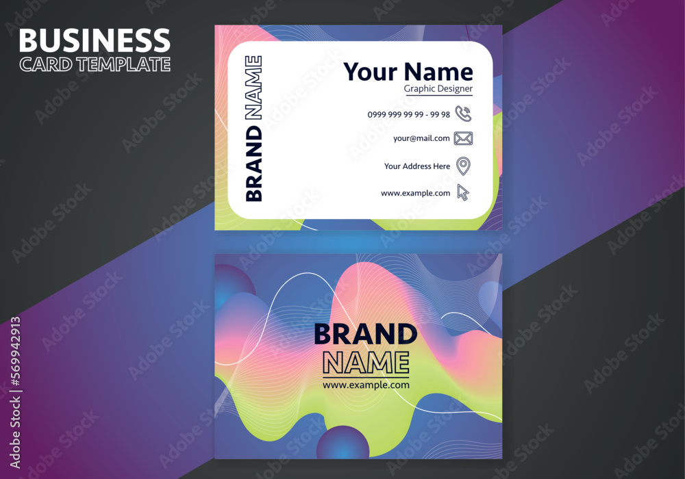 Modern abstract business card template with two side design template.