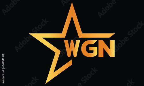 WGN golden luxury star icon three letter logo design vector template. royal logo | luxury logo | jewelry logo | premium logo | iconic logo | Victoria logo |	 photo