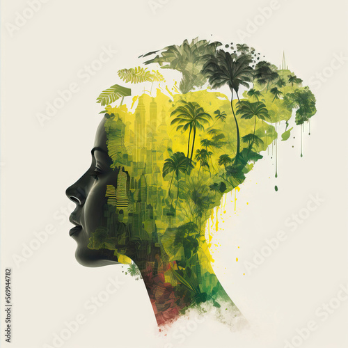 AI image of Brazilian woman and palms photo