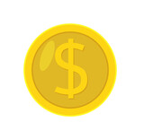 Dollar gold coin isolated illustration