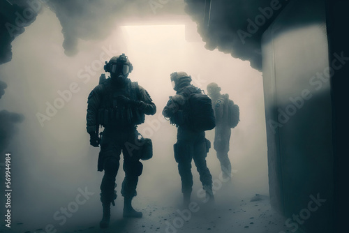 AI image of Special Forces in smoke photo