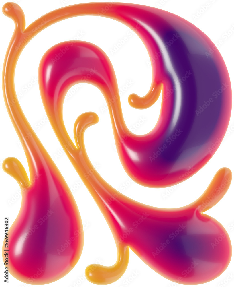 Obraz premium 3d rendered curly letter with smooth glossy surface.