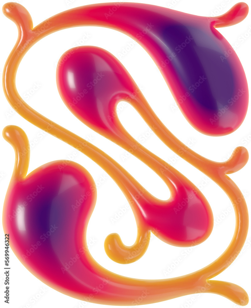 Fototapeta premium 3d rendered curly letter with smooth glossy surface.