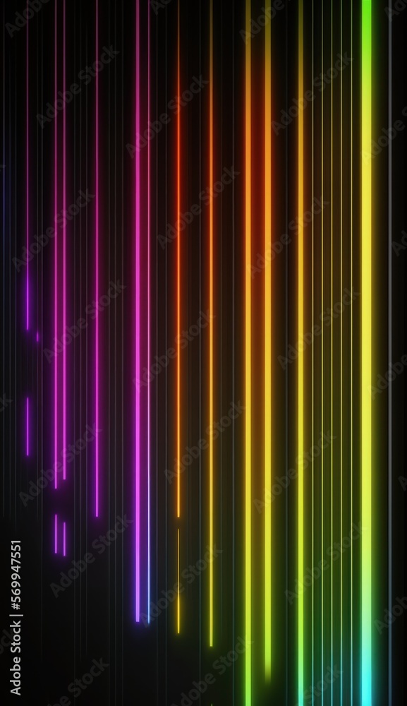 Aesthetic Neon Color LED Stripes and Lines Texture Closeup Design. Generative AI.