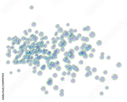 Soap bubbles Isolated White Background 3D rendering 