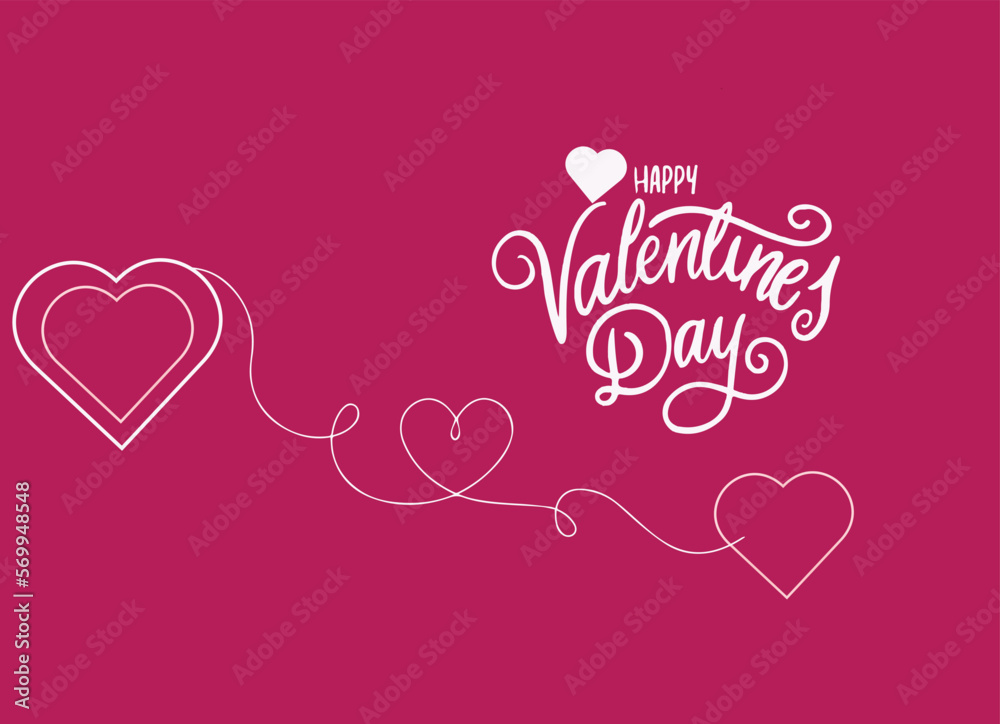 Happy Valentines Day Design with Typography Letter pink background white heart. Happy Valentines Day Design with Typography Letter pink background white heart.