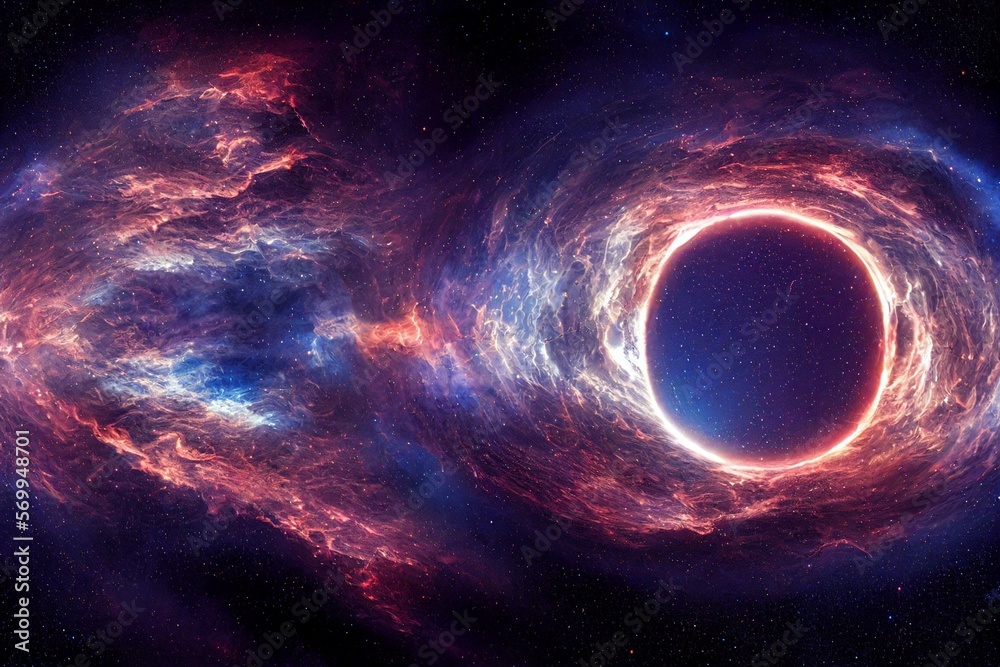 360 degree interstellar cloud of dust and gas. Space background with