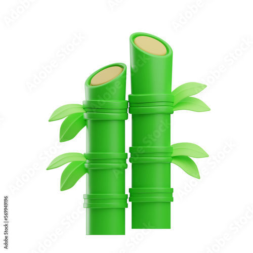 japanese objects bamboo illustration 3d