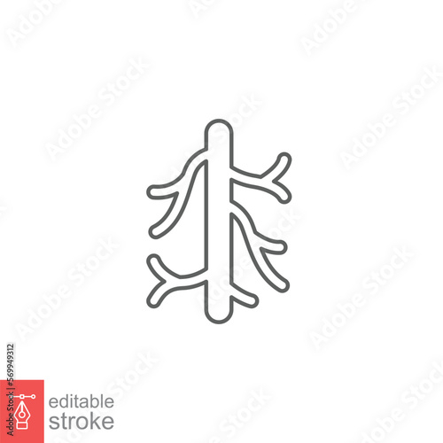 Human artery line icon. Outline style can be used for web, mobile, ui. Blood, vessel, artery, vascular, vein concept. Vector illustration isolated on white background. Editable stroke EPS 10.