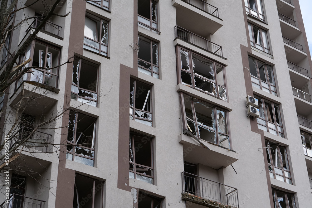 After bombing, dwelling house destroyed by russian missile in Kyiv city, Ukraine