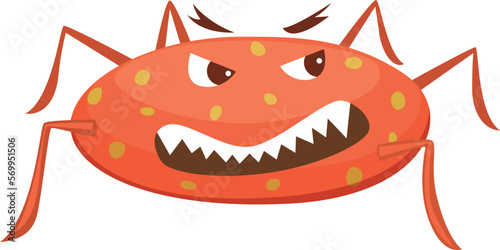 Evil microbe character. Cartoon flu disease bacteria