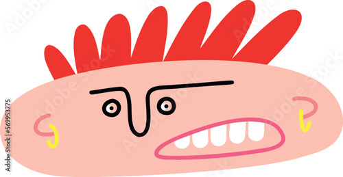funny punk with bizarre hair and Ugly face