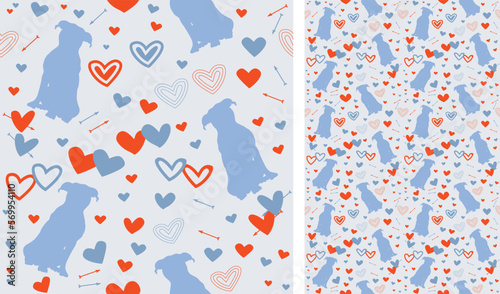 Wallpaper Mural Pitbull terrier dog Valentine's day bright heart wallpaper. Love doodles heart holiday square background, repeatable pattern. St Valentine's day wallpaper, valentine's present, print tiles. Pastel. Torontodigital.ca