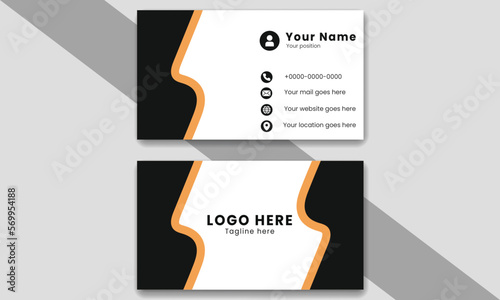 business card design double sided business card template modern and clean style . flat living coral color