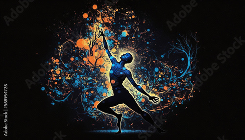 Dynamic wallpaper background yoga abstract form generative ai © Roman
