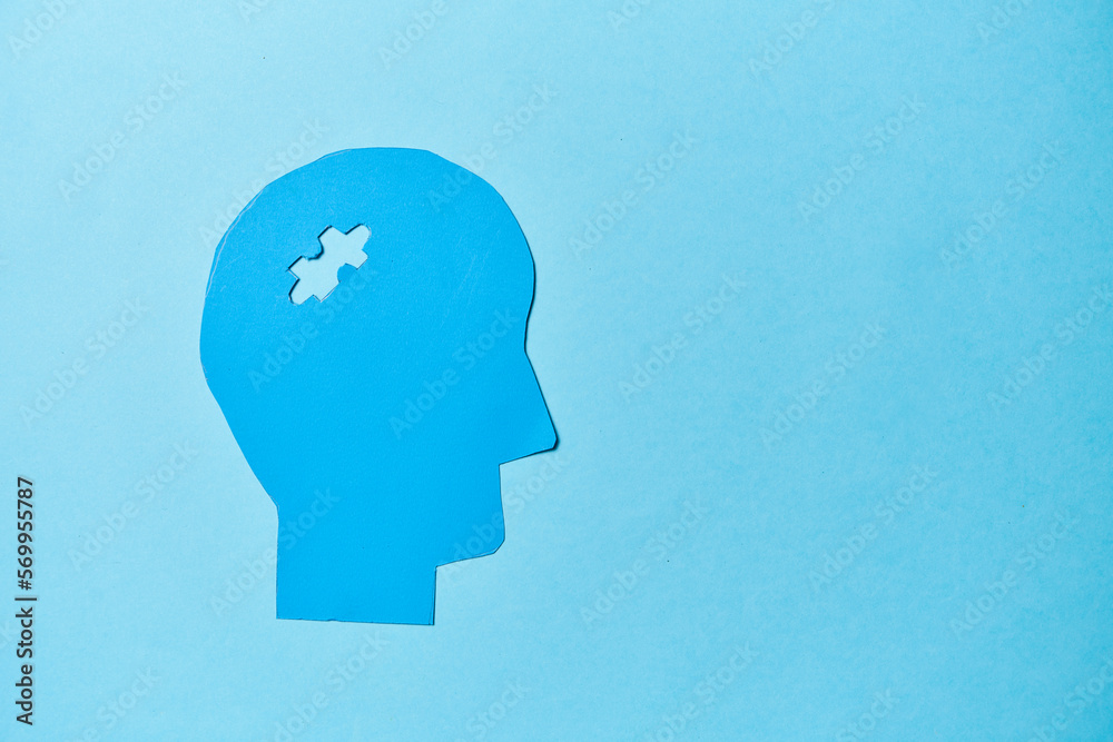 Alzheimer's disease, senile dementia and memory loss. Head silhouette with jigsaw puzzle Alzheimer's disease, senile dementia and memory loss. Head silhouette with jigsaw puzzle