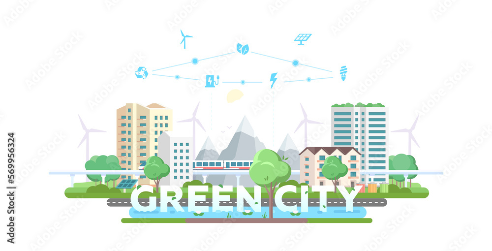 Green city - modern flat design style illustration