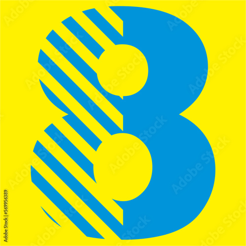 blue numbers and signs on a yellow background
