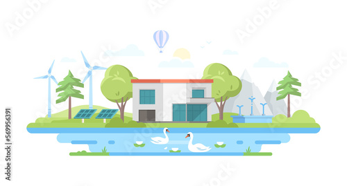 Eco-friendly farm - modern flat design style illustration