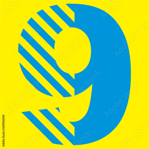blue numbers and signs on a yellow background