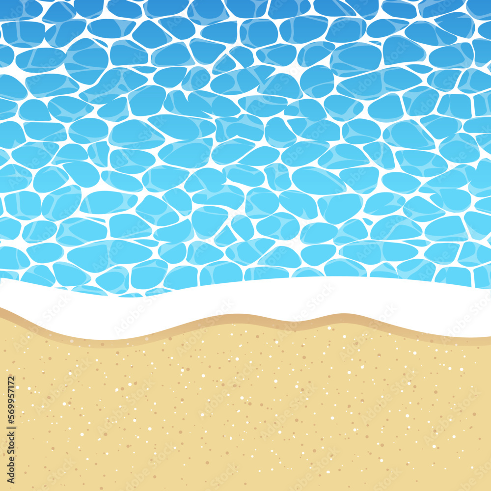 Beautiful summer blue water surface ripple and seaside beach on sunny day vector illustration Beautiful summer blue water surface ripple and seaside beach on sunny day vector illustration
