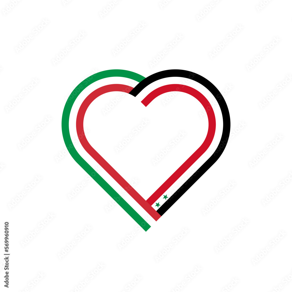 unity concept. heart ribbon icon of italy and syria flags. vector illustration isolated on white background unity concept. heart ribbon icon of italy and syria flags. vector illustration isolated on white background
