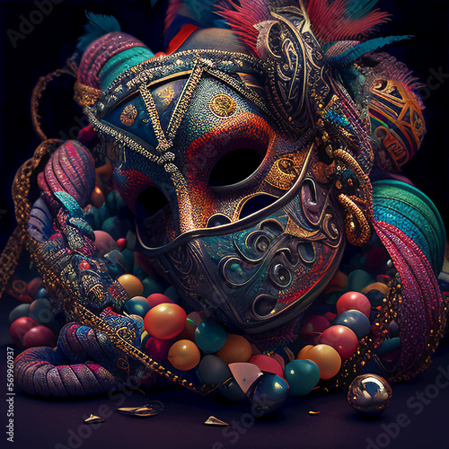 Mardi gras carnival. Masks. celebration Mardi Gras carnival. Generative AI
