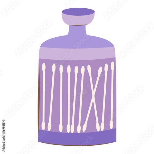 Vector icon of ear sticks in a jar. Vector icon of a cotton swab