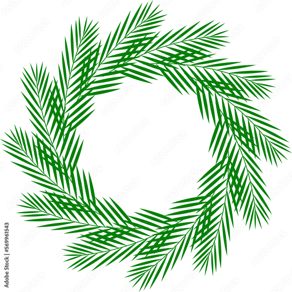 Palm tree leaves round frame. Tropical greeting card Palm tree leaves round frame. Tropical greeting card