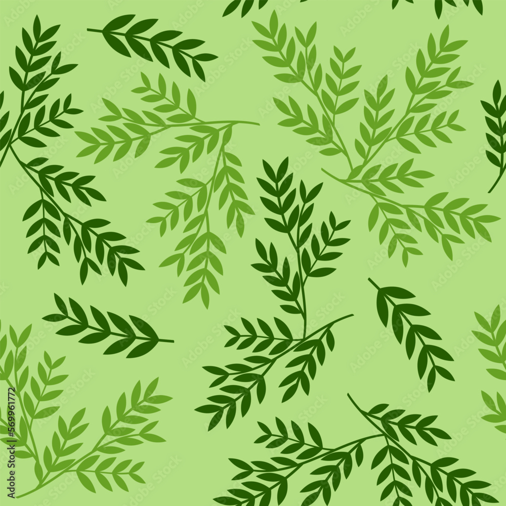 Seamless pattern with green leaves on a light background. Floral pattern. Vector. Pattern for background, packaging, decor, wallpaper, textile. Seamless pattern with green leaves on a light background. Floral pattern. Vector. Pattern for background, packaging, decor, wallpaper, textile.