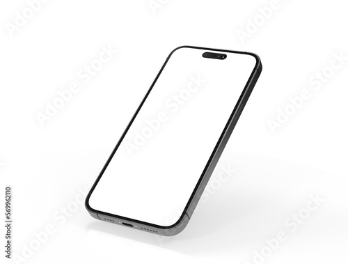 Modern glass smartphone hanging over the table