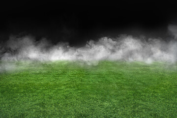 textured soccer game field with neon fog - center, midfield