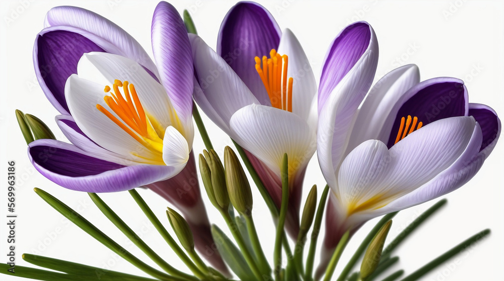 Crocus flowers on white background Crocus flowers on white background