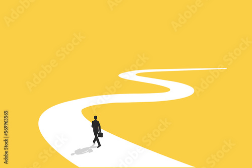 Businessman follow a path for business opportunities. visionary leadership different business routes. Symbol of ambition, motivation and long road ahead