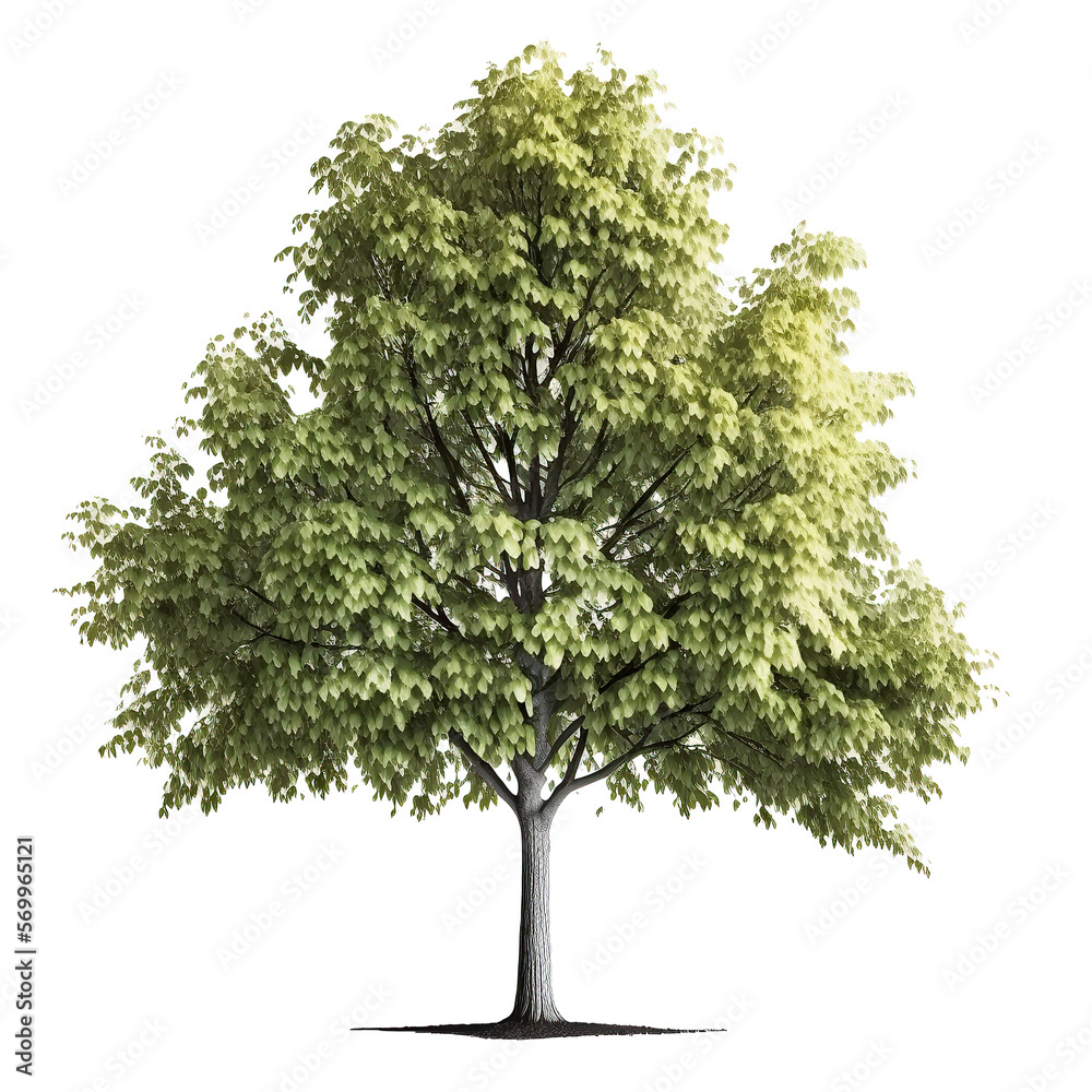 Fototapeta premium Green Natural Tree Isolated. Illustration Generative AI