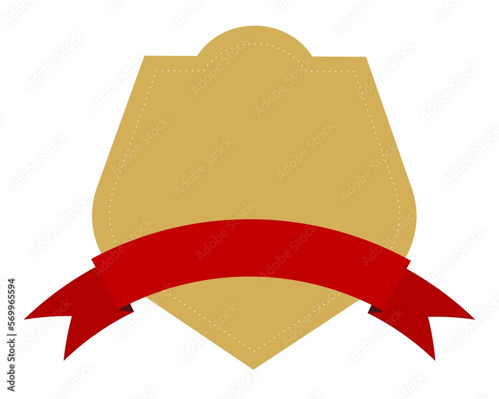 Golden Badge Banners with Red Ribbons Golden Badge Banners with Red Ribbons