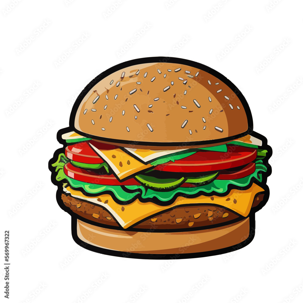 Juicy and Delicious: A Mouth-Watering Hamburger Vector Illustration Juicy and Delicious: A Mouth-Watering Hamburger Vector Illustration