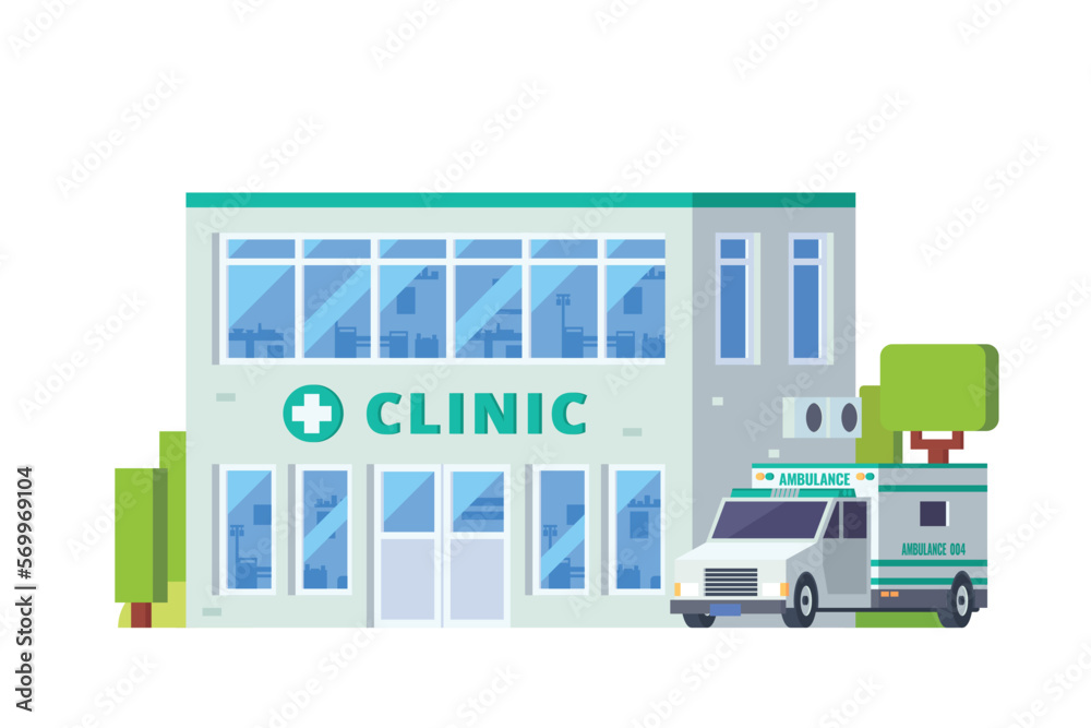 © Lemonstocks - Vector local clinic or hospital building flat design illustration