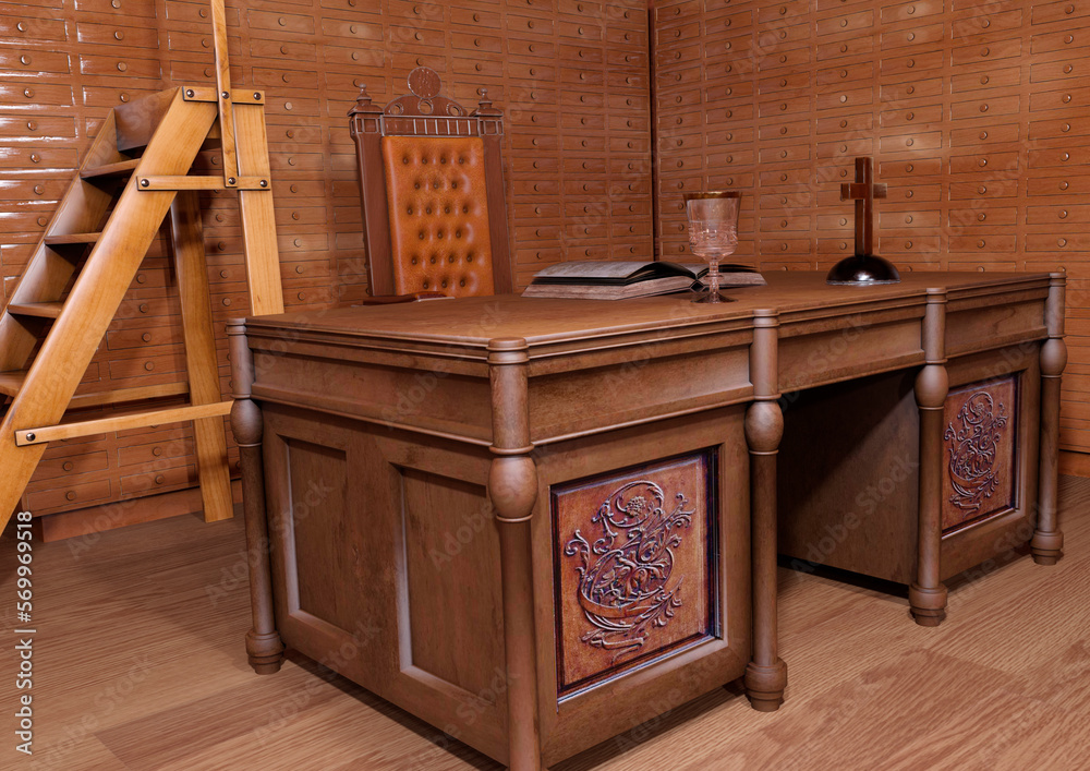 3D Rendering Gothic Library