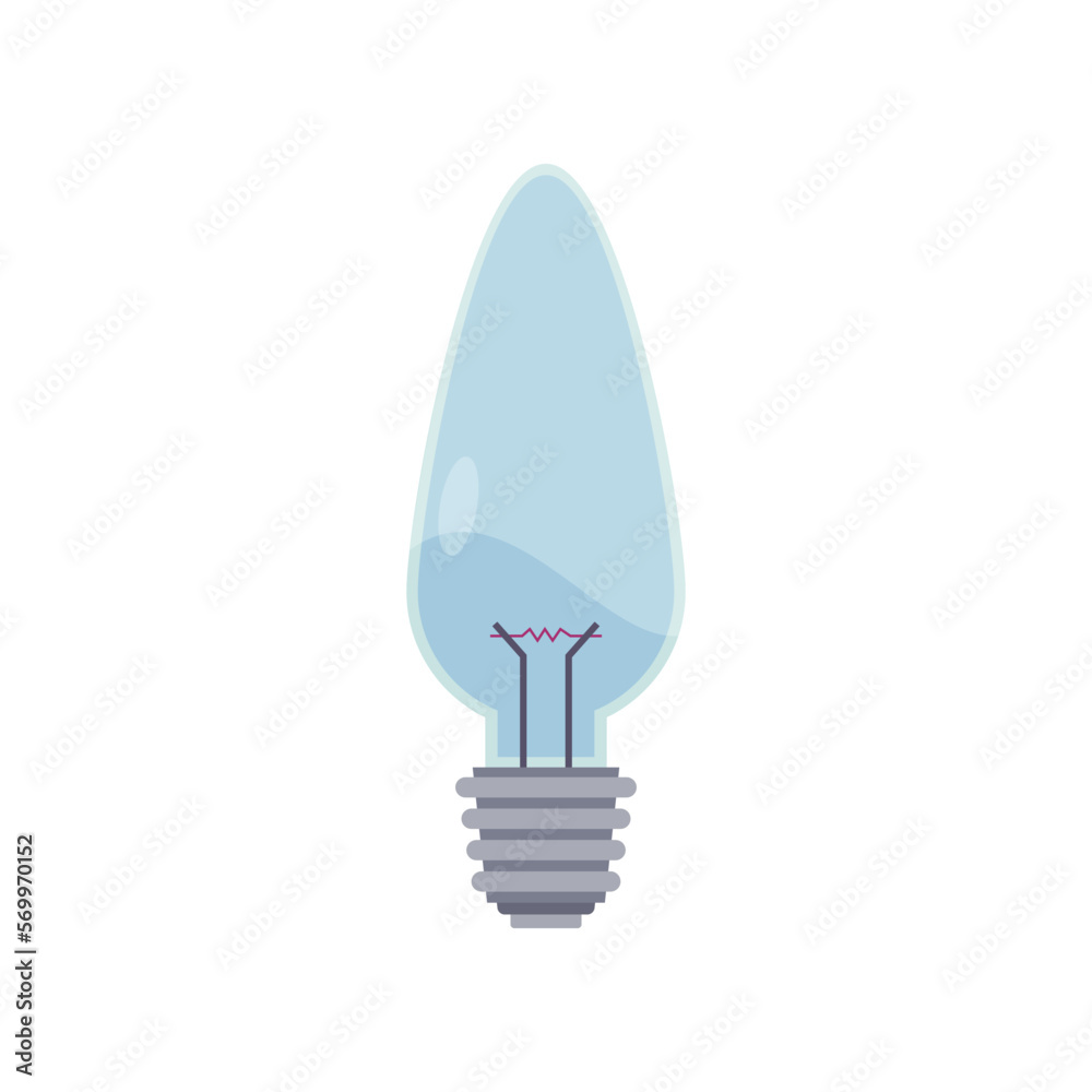 Light bulb of candle shape vector illustration. Cartoon drawing of tool or equipment of electrician isolated on white background. Electricity, technology, construction concept