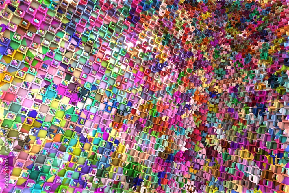 3D ILLUSTRATION RENDERING. ABSTRACT BACKGROUND SQUARE PATTERN DIMENSION OBJECT TRENDY COLORFUL GEOMETRY DISTORTED EFFECT GRAPHIC TEXTURE. PERSPECTIVE SCIENCE TECHNOLOGY PRESENTATION RANDOM DESIGN. 3D ILLUSTRATION RENDERING. ABSTRACT BACKGROUND SQUARE PATTERN DIMENSION OBJECT TRENDY COLORFUL GEOMETRY DISTORTED EFFECT GRAPHIC TEXTURE. PERSPECTIVE SCIENCE TECHNOLOGY PRESENTATION RANDOM DESIGN.