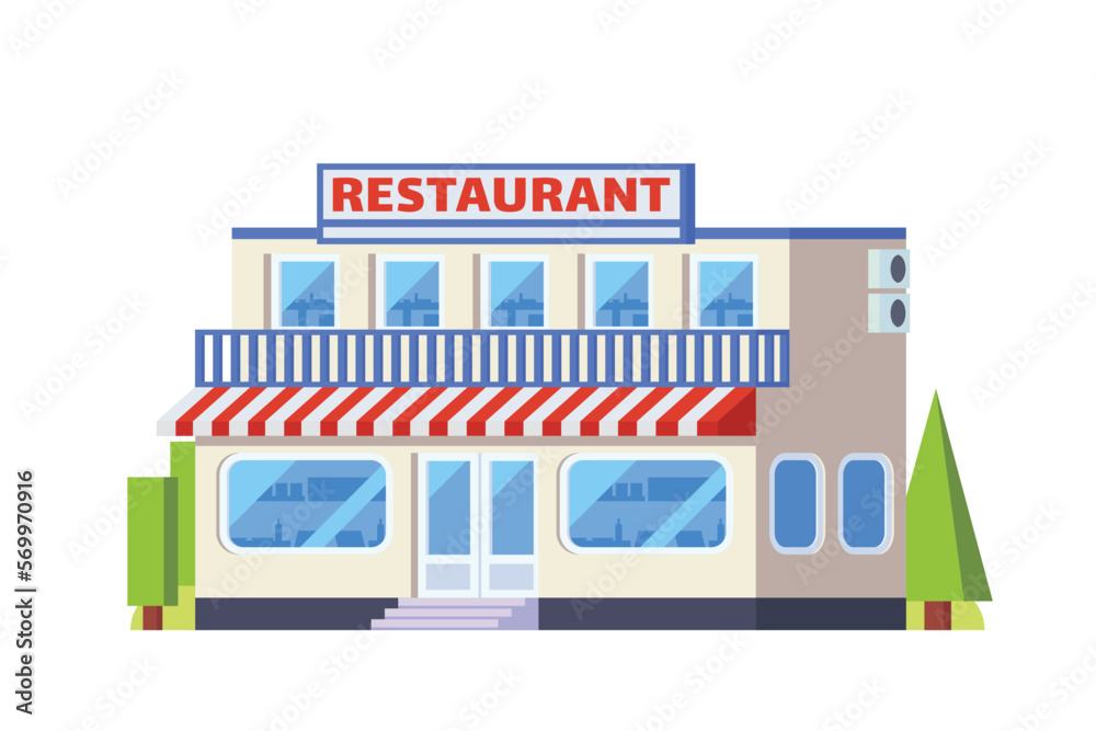 Obraz premium Vector diner restaurant building flat design illustration