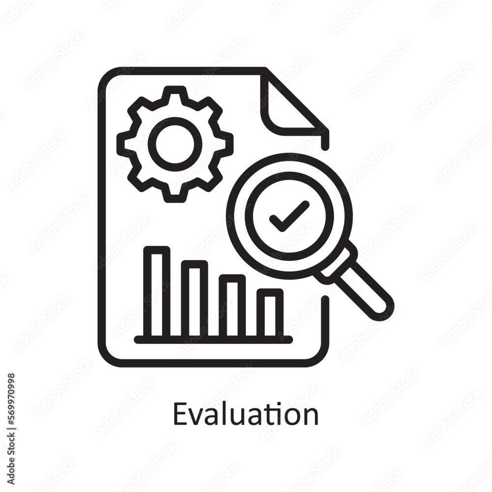 Evaluation Vector Outline Icon Design illustration. Assessment Symbol on White background EPS 10 File Evaluation Vector Outline Icon Design illustration. Assessment Symbol on White background EPS 10 File