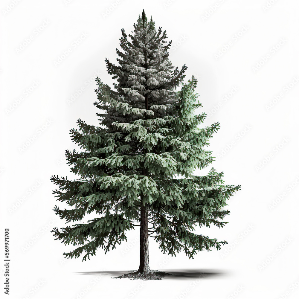 Green spruce tree isolated Illustration Generative AI Green spruce tree isolated Illustration Generative AI