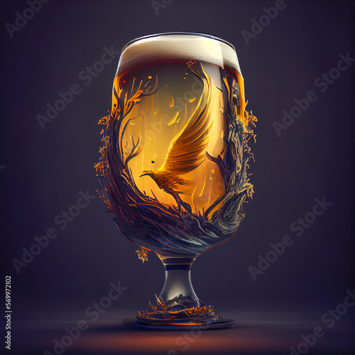 Canvas Print Fantasy glass of beer, lifestyle concept, generative ai illustration