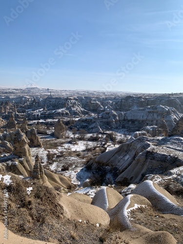 Kappadocia turkey beautiful mountains and city in the mountains photo