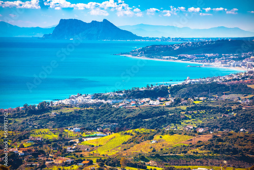 Panoramic view of Mediterranean coast and Gibraltar straight