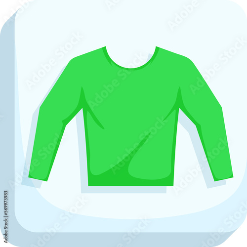 Collection of clothing on shelf online shopping,green sweater.Isometric vector clothes for girl or boy on white background.